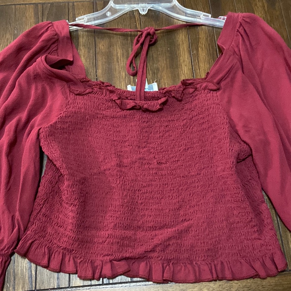 Maroon blouse from Jun Ivy